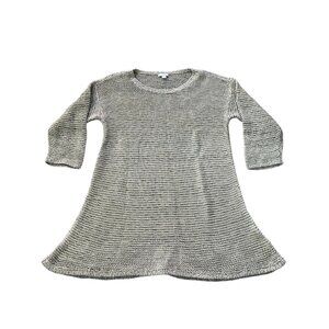 Pure Jill Womens Gray 3/4 Sleeve Pullover Chunky Knitted Sweater Size‎ M Missy